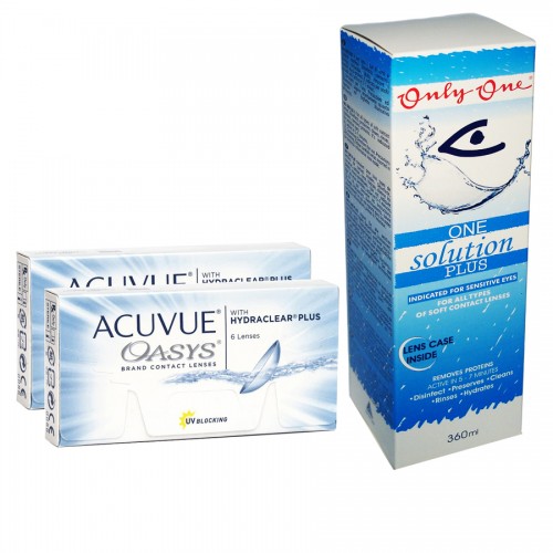 Johnson &amp; Johnson Acuvue Oasys with Hydraclear Δεκαπενθήμεροι Φακοί Επαφής(12 τεμ.) &amp; One Solution Διάλυμα Απολύμανσης &amp; Ενυδάτ